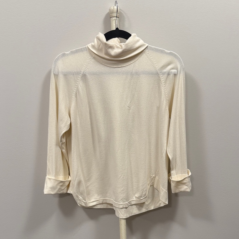 Cream Turtleneck Long Sleeve Top